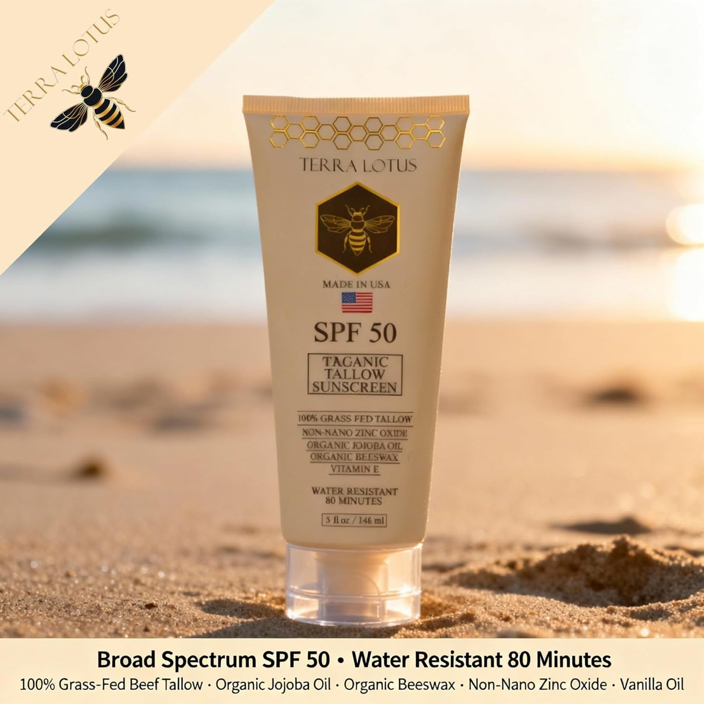 Organic Tallow Sunscreen 50 SPF - (5 Oz)